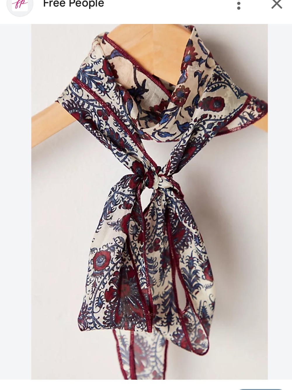 Free people Tilly skinny silk scarf nwot